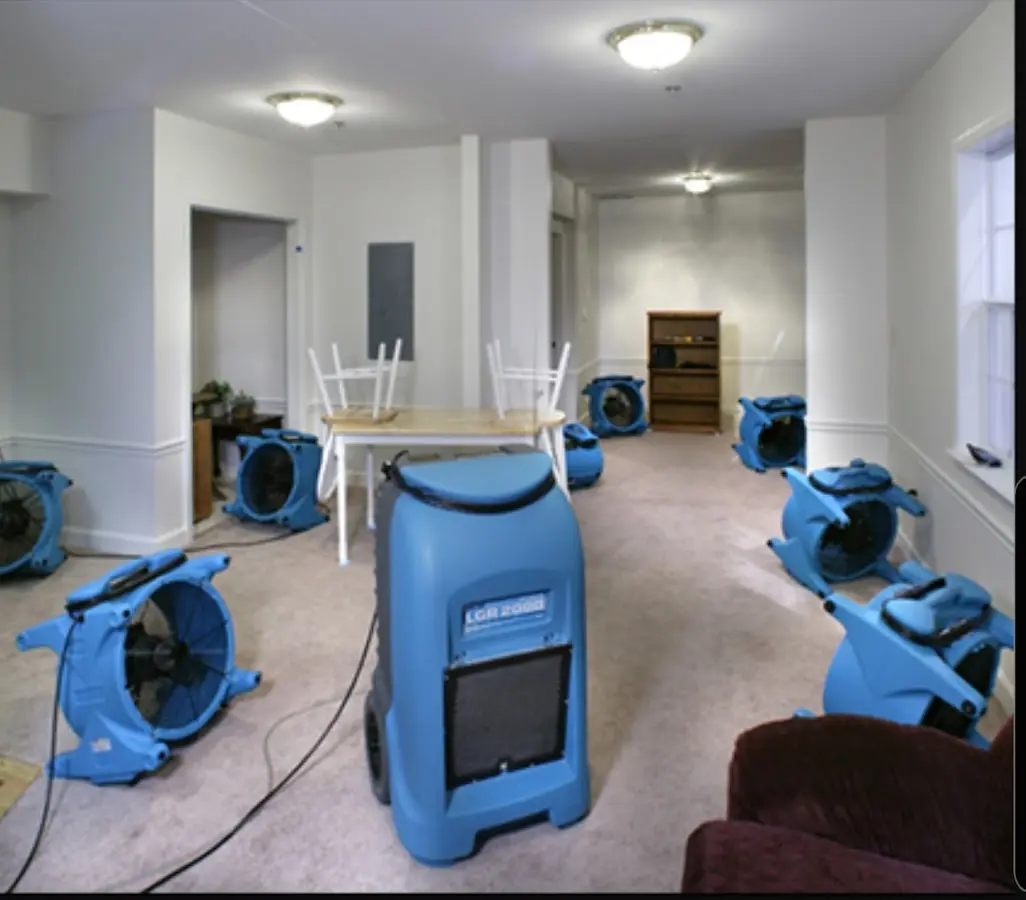 Air movers and dehumidifier setup for Water Extraction & Removal in Wadsworth